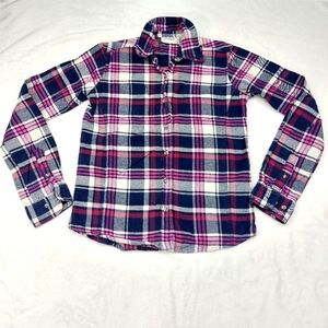 CANYON GUIDE OUTFITTERS WOMENS BLUE & PINK PLAID FLANNEL BUTTON DOWN SIZE SMALL